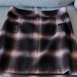 LOFT Black and Pink Plaid Mini Skirt